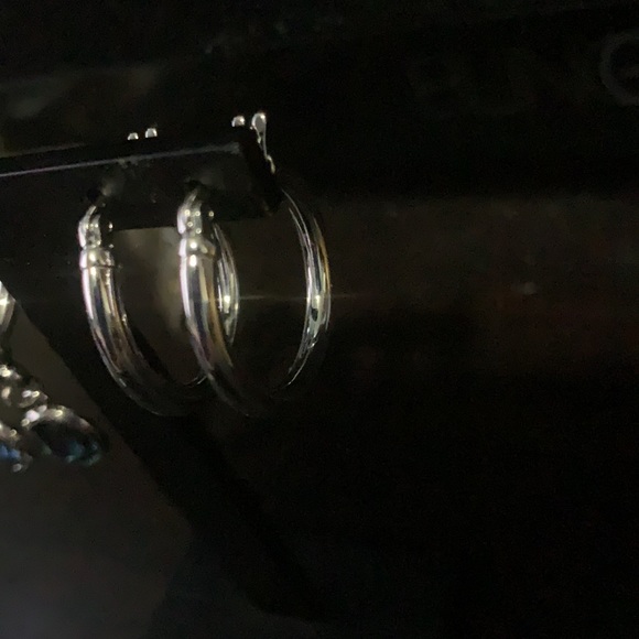 COPY - COPY - NWOT MYKA BRIGHT RHODIUM SILVER Med. HOOP … - Picture 5 of 13